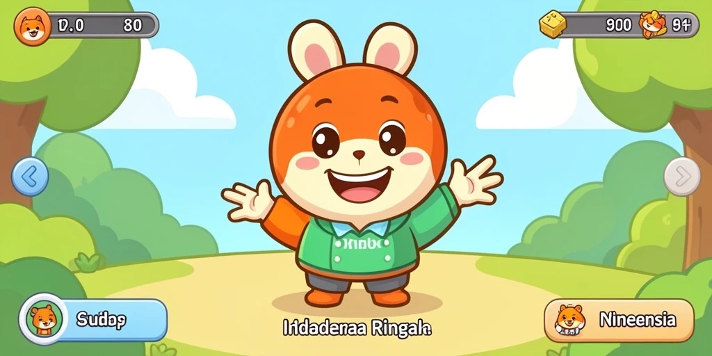 Screenshot dari karakter utama dalam petualangan.